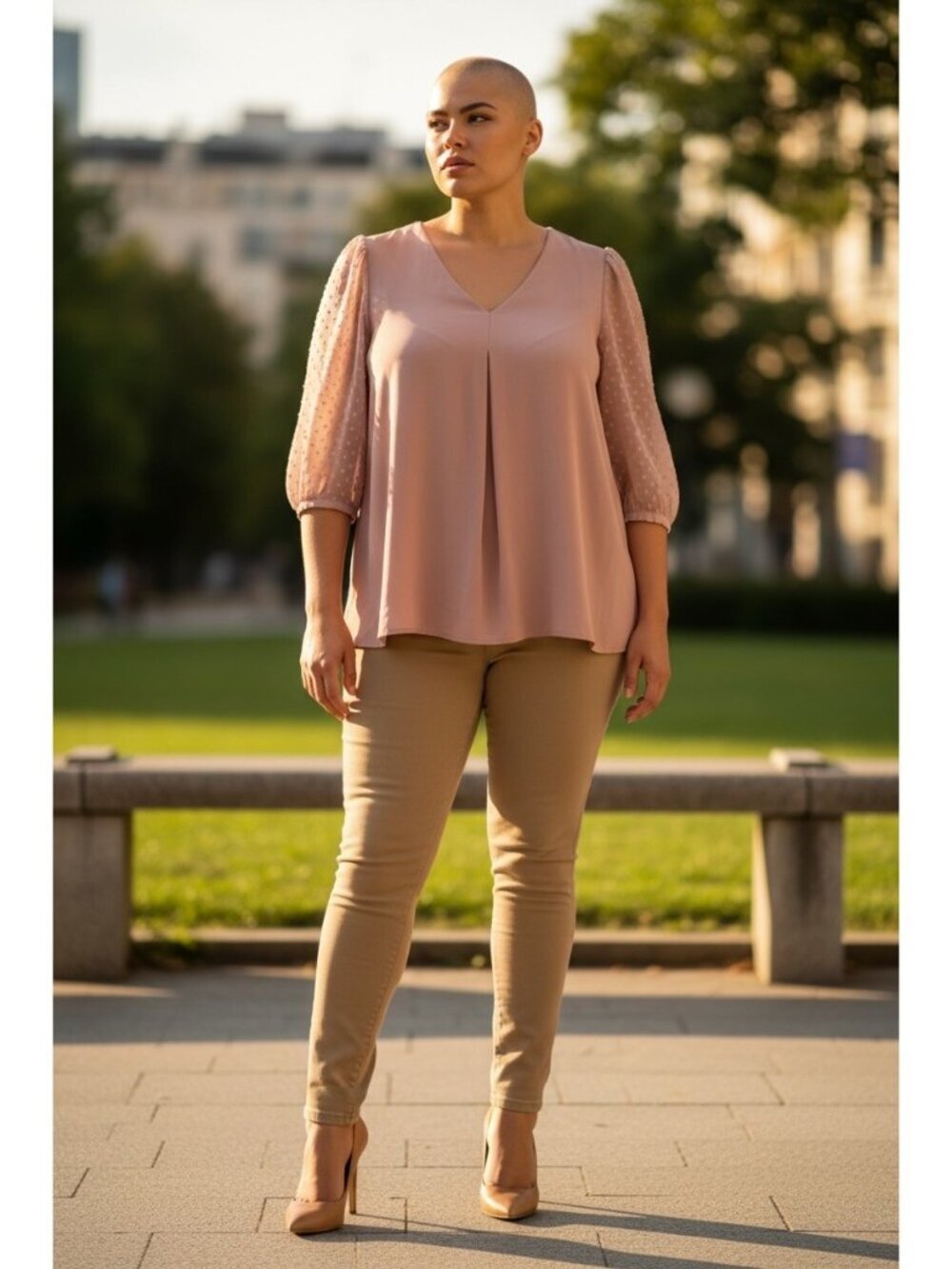 Messic Women's Rose Pink Lightweight Shear Sleeve Blouse